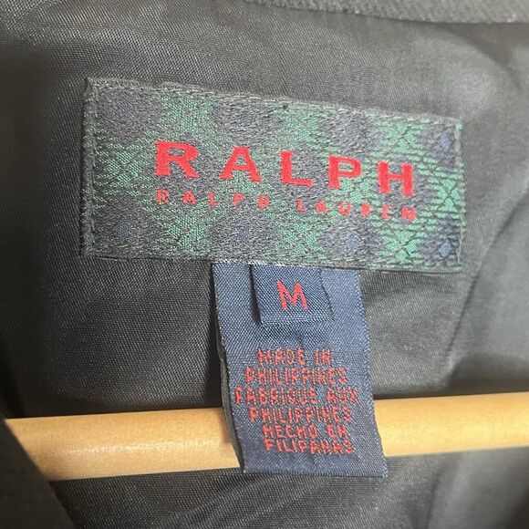 RRL Ralph Lauren Wool Hook And Eye Blazer Black Womens M Boxy Minimalist - Picture 5 of 10